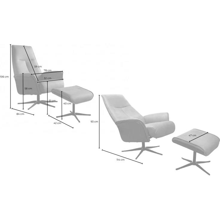 KAWOLA Relaxsessel FERREIRA Drehsessel Lederfaserstoff anthrazit mit Hocker 106 x 84 x 78 cm – Bild 8