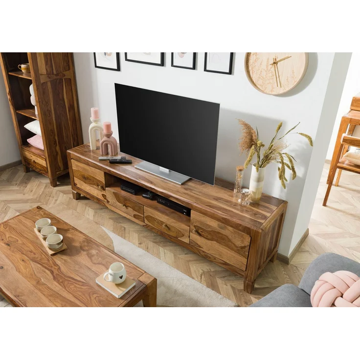 TV-Board Sheesham 200 x 45 x 55 braun lackiert ANCONA #111 – Bild 2