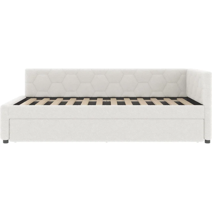Schlafsofa mit Bettfunktion, Gästebett und Lattenrost, 140x200 cm, Polsterbett, Doppelbett, Jugendbett, Bezug aus Vlies – Bild 8
