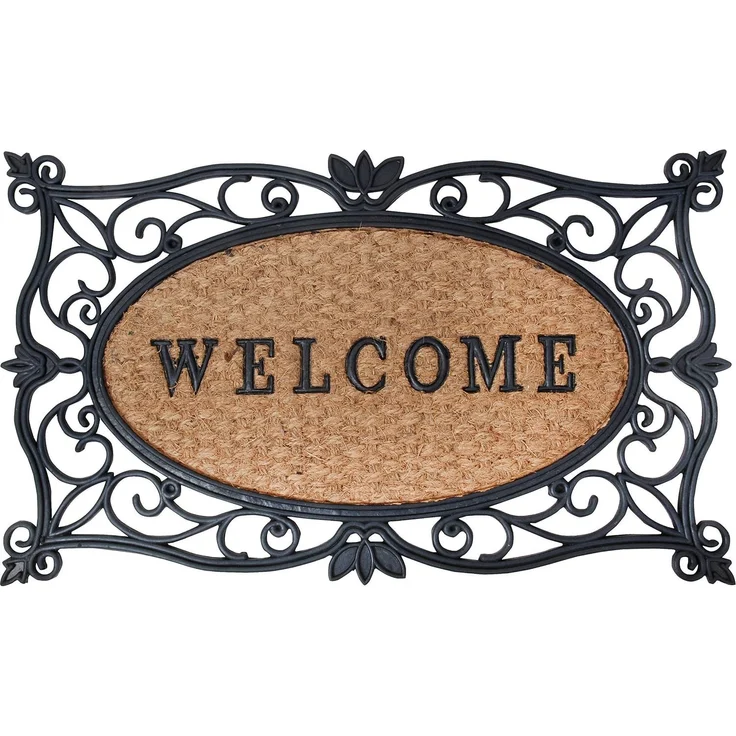 Nostalgische Fussmatte "Welcome" Fussabtreter Gummi / Kokos 45x75cm