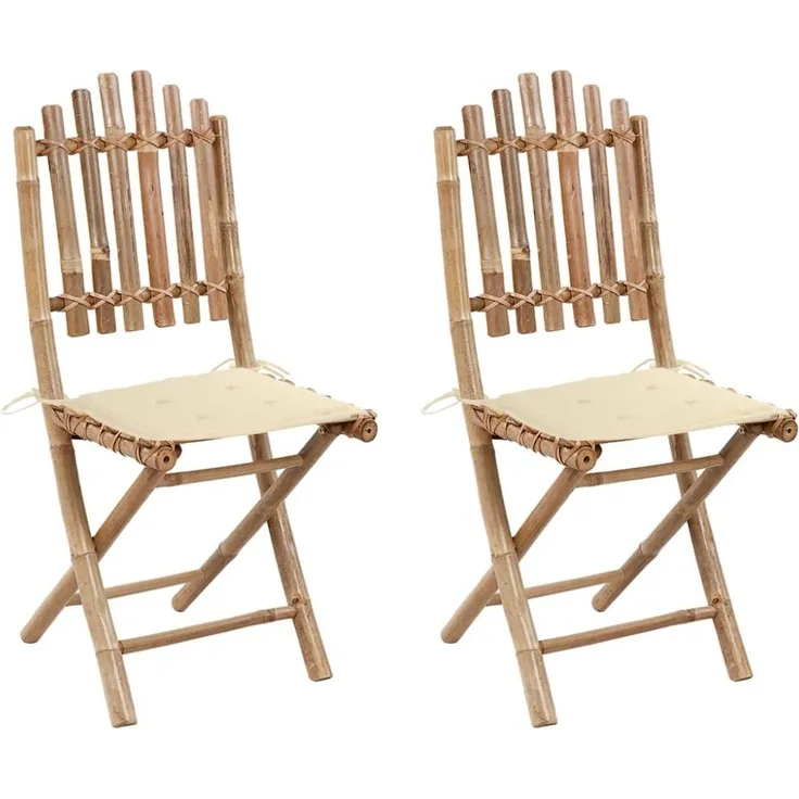 vidaXL Klappbare Gartenstühle 2 Stk. mit Kissen Bambus 3063989