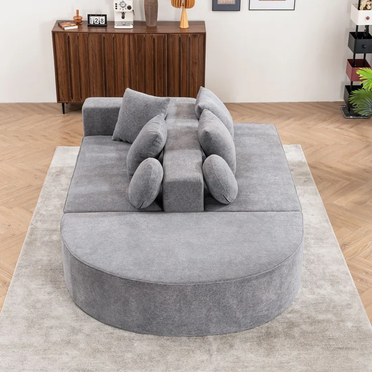 ZUBALIYA Modulares Sofa mit Chenille - Bezug, mit breiten Armlehnen, modular aufgebaut, mit Schaumstoffpolsterung – Bild 8