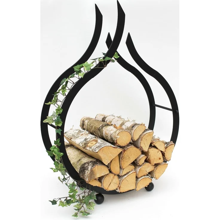 Kaminholzregal Flamme Kaminholzständer 78 cm Holzkorb Kaminholzhalter Holzregal – Bild 1