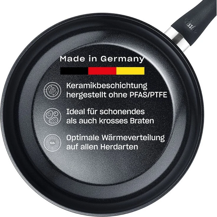 Fissler Bratpfanne Pfanne Essential, Aluminium (1-tlg), Made in Germany, HERGESTELLT OHNE PFAS/PTFE, KERAMIK-BESCHICHTET – Bild 4