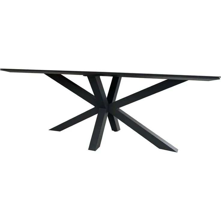 Tisch Malaga - 200 x 90 cm - gesinterter Stein dunkelgrau - Gestell Kreuz-Form – Bild 3