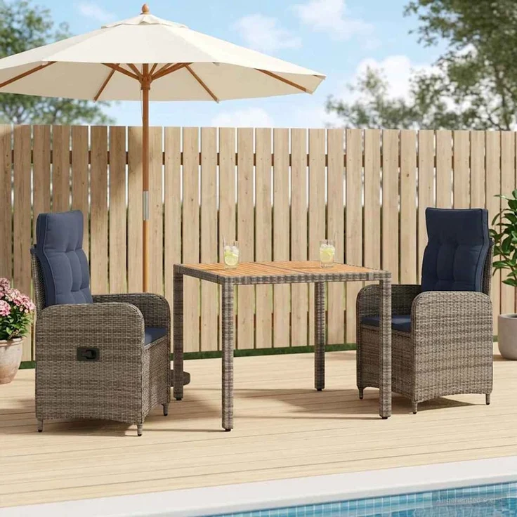 vidaXL Outdoortisch-Set 3 stk. Grey and Navy Blue 90 x 90 x 75 cm 3422286 – Bild 1