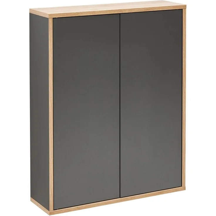 Fackelmann FINN Doppel Hängeschrank 60 cm, Braun hell/Anthrazit