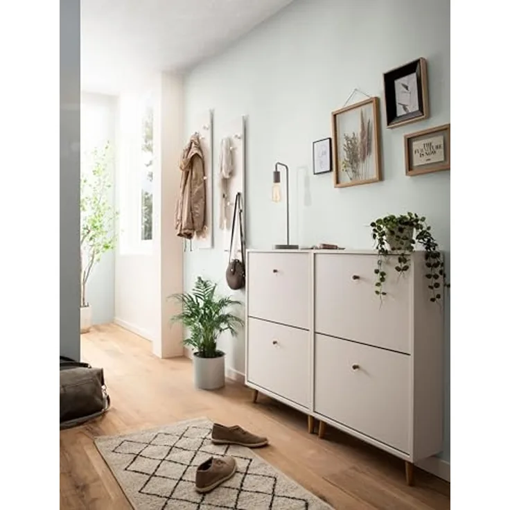 Schildmeyer Flurmöbel-Set Bjarne 702063, 2X Schuhschrank, 2X Hakenpaneel, mattweiß