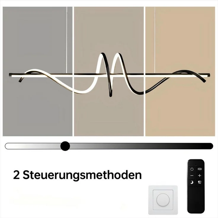 JDONG LED Pendelleuchte Schwarz 90cm Moderne Spirale höhenverstellbare Hängeleuchte, Pendelleuchten dimmbar mit Fernbedienung, flimmerfrei augenschonend, Kronleuchter 3000K–6000K Farbtemperatur, für Esszimmer, Wohnzimmer, Kücheninsel & G... – Bild 2
