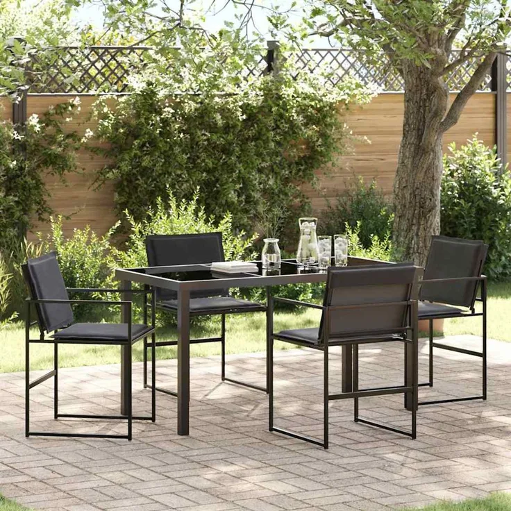 Garten Essgruppe 5 pcs, Gartenmöbel Schwarz 140 x 70 x 73 cm