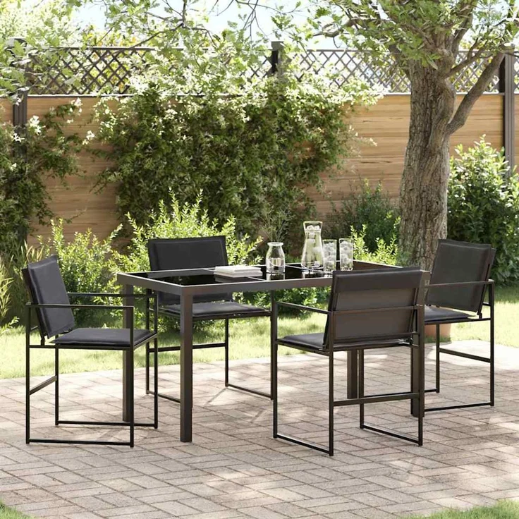 Garten Essgruppe 5 pcs, Gartenmöbel Schwarz 140 x 70 x 73 cm – Bild 1