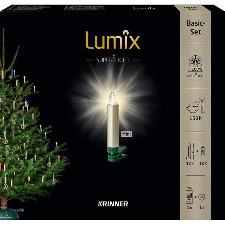 kabellose Kerzen, LUMIX SUPERLIGHT MINI, superhelle warmweiße LEDs, cashmerefarben, Basis-Set, 12 Stück – Bild 2