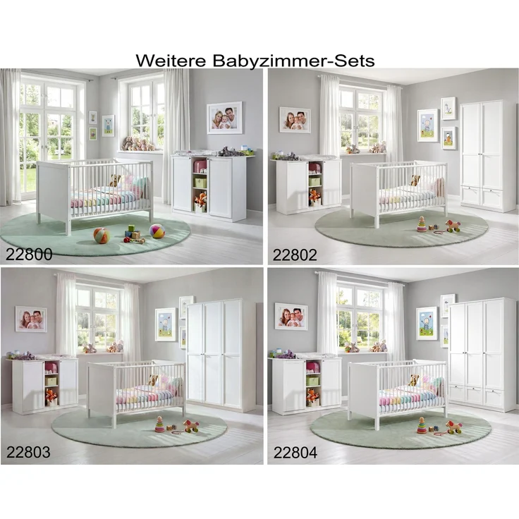 Babyzimmer-Set Kinderzimmer Babybett Wickelkommode Kleiderschrank 90 cm in Weiß – Bild 10