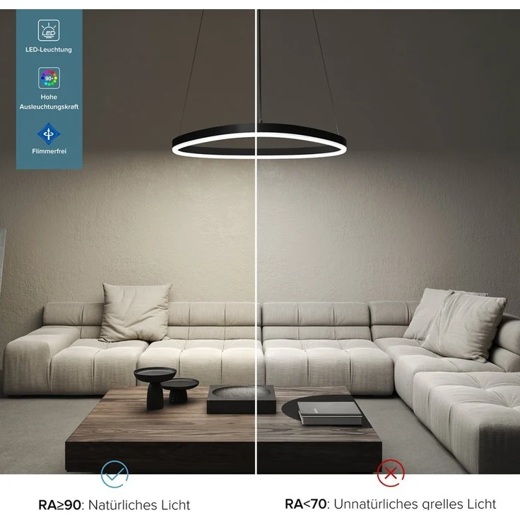 doporro LED Pendelleuchte dimmbar Hängeleuchte ohne Fernbedienung Esszimmerlampe Bürolampe – Bild 3
