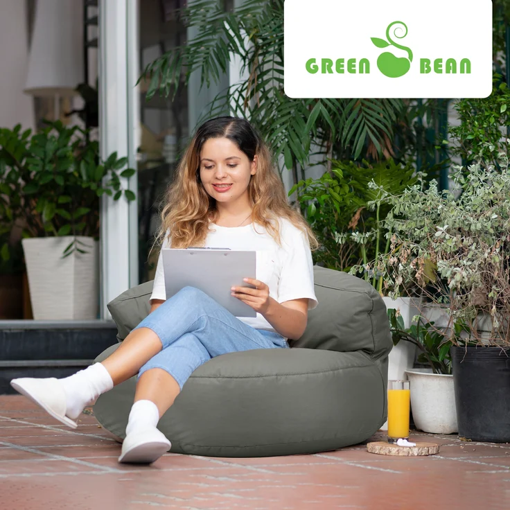 Green Bean® Sitzsack Sofa mit Füllmaterial - Lounge im Sitzsack-Design 90x50cm mit ergonomischer Rückenlehne & waschbarem Bezug - Indoor und Outdoor geeignet in Grau – Bild 7