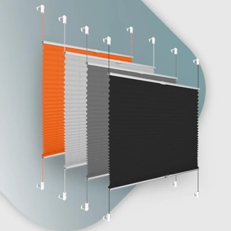 Buseu Plissee Klemmfix, 95x130cm (BxH), Schwarz, Lichtdurchlässig, ohne Bohren, einfach zu montieren, ideal für Fenster & Tür – Bild 1