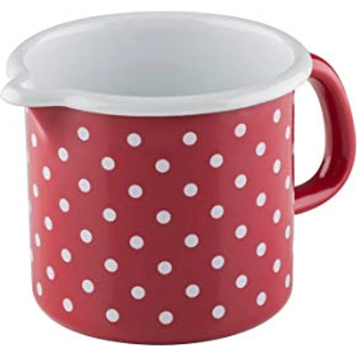 Riess Schnabeltopf Ø9cm 0,5 Liter Emaille Country Pünktchen rot – Bild 2
