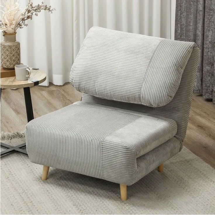 HOMCOM Sessel Verstellbar Klappmatratze Gästebett (Schlafsessel, 1-St, Schlafsofa), für Wohnzimmer, Schlafzimmer, Grau