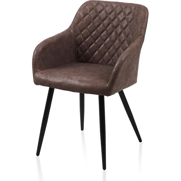 TUKAILAI Esszimmerstühle 1er Kunstleder, Küchenstuhl Polsterstuhl Wohnzimmerstuhl Sessel mit Armlehnen Rückenlehne Metallbeinen, Modern Stühle für Küche Esszimmer Wohnzimmer Schlafzimmer, Braun