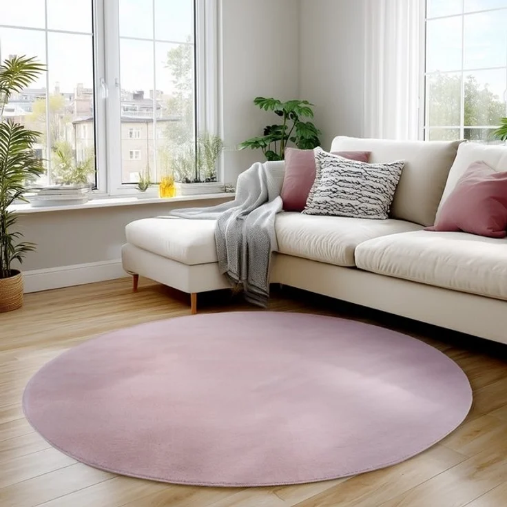 Carpettex Veloursteppich Unicolor - Einfarbig, Rund, Höhe: 11 mm, Perfekt geeignet für Wohnzimmer, Schlafzimmer,Küche,Kinderzimmer – Bild 4