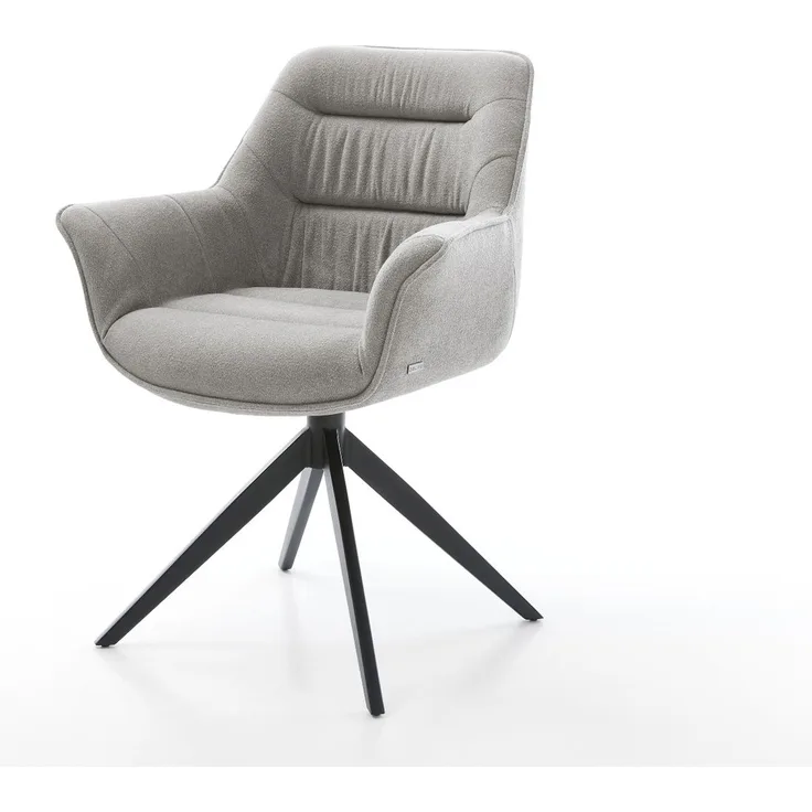 Drehstuhl Kaira-Flex Strukturstoff Soft Grau Kreuzgestell breit Schwarz 360° drehbar Wippfunktion