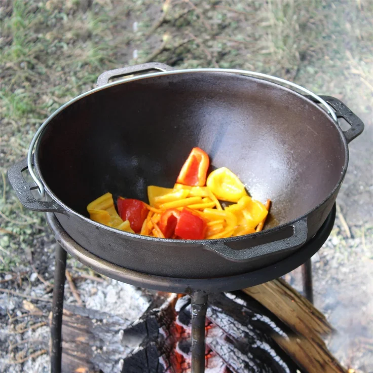15L Kazan Schwenktopf Gusseisen Kasan DeckelGrillpfanne Grill Campingtopf Kessel – Bild 8