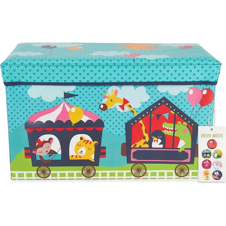 Große Spielzeug- und Staubox sowie Sitzbank fürs Kinderzimmer, Zirkus, 60 x 30 x 35 cm, von Bieco