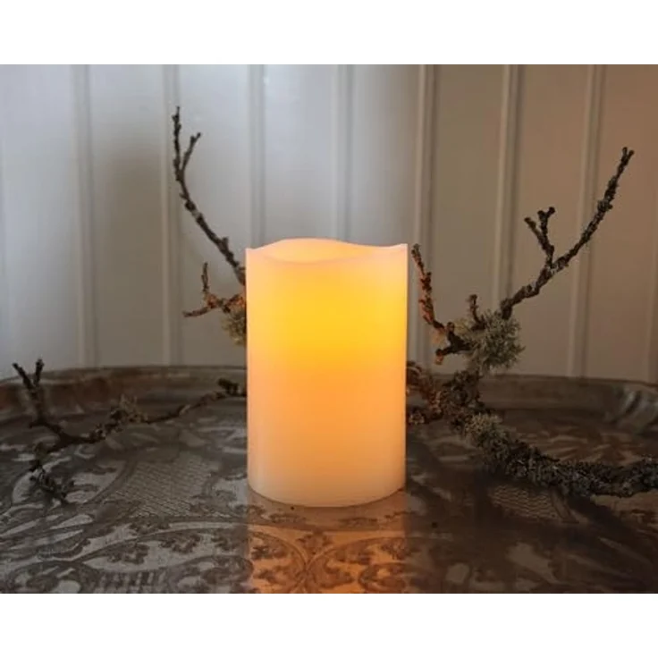 LED Echtwachskerze -Big', Batterie und Timer, flackernd, creme, 15cm – Bild 2