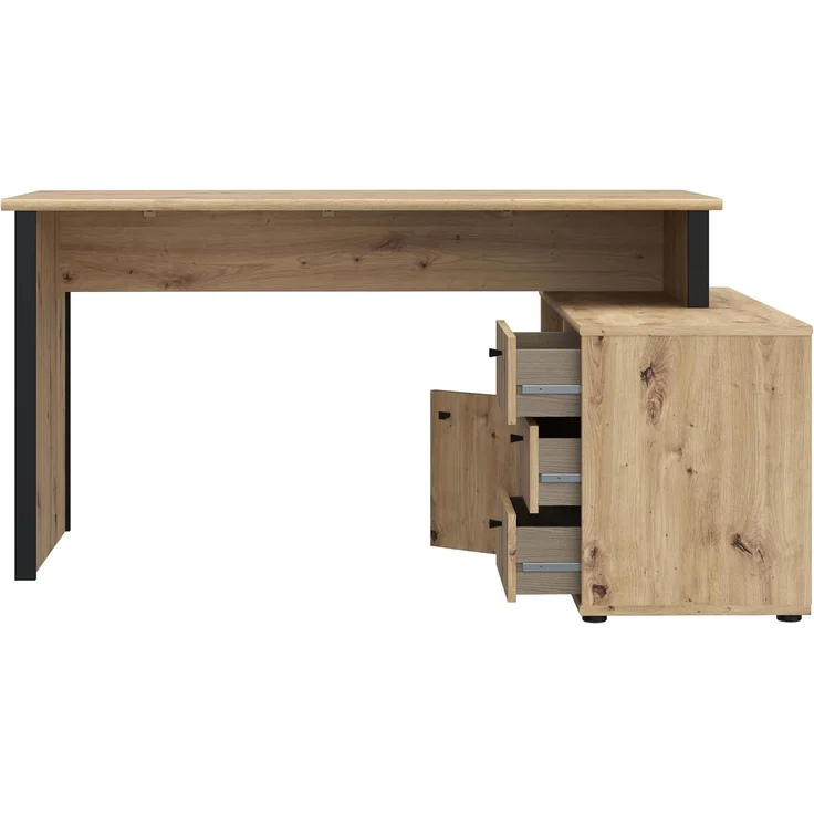 Forte Schreibtisch TEMPRA 2 - Büro in Artisan Eiche (D78)-Schwarz (Z13) – Bild 5
