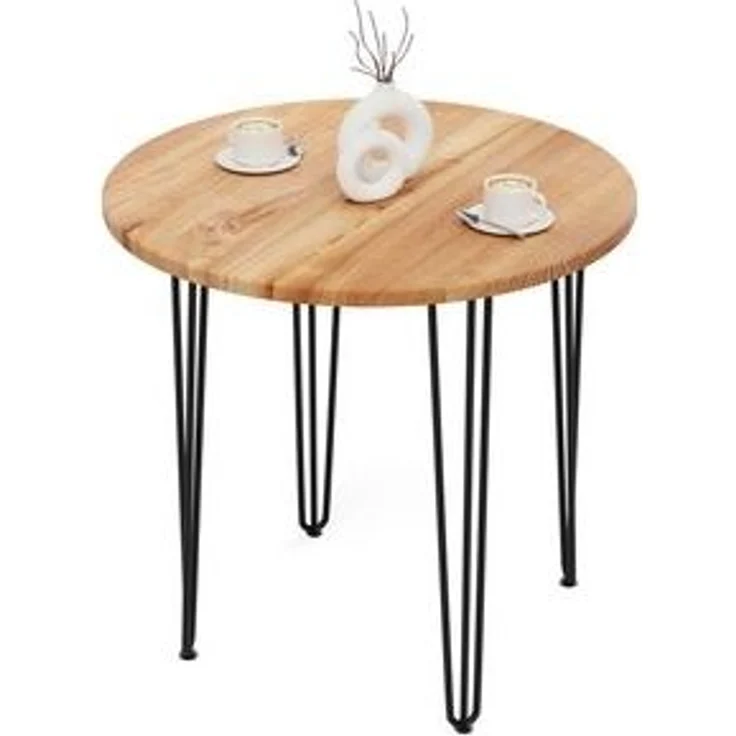 LAMO Manufaktur Esstisch Tisch rund 80 cm Stärke: 28mm, Farbe: Dunkel, Beine: Schwarz (1 Tisch), Holztisch rund, Esstisch für 2 Personen Runder Tisch für Küche – Bild 6