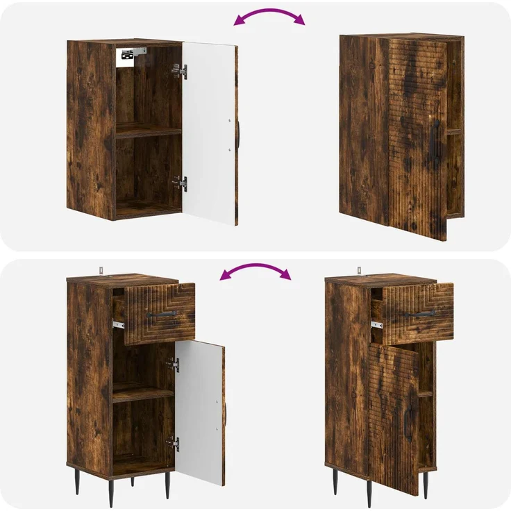 vidaXL 3-teiliges Badezimmer-Schranksystem HAARLEM Raucheiche 3417779 – Bild 8