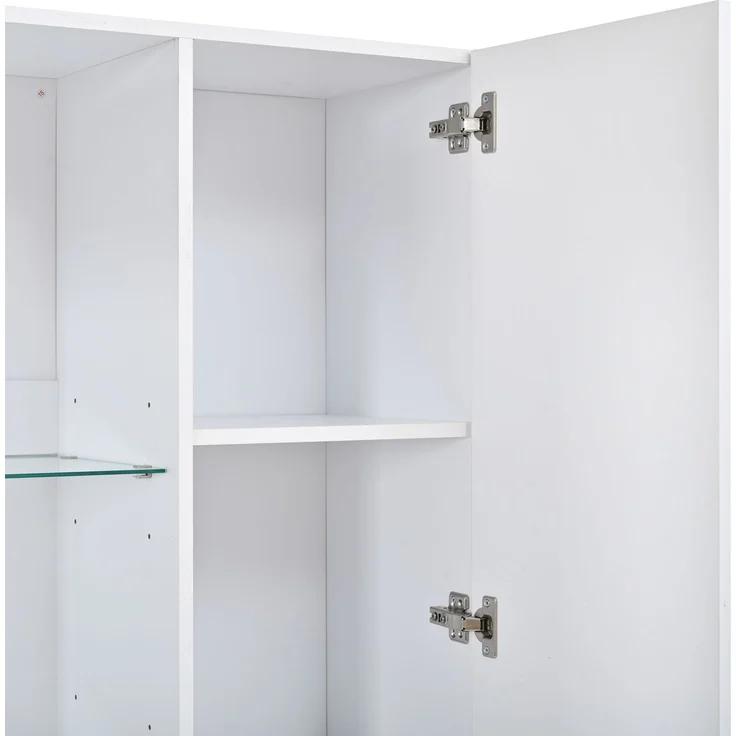 ZUBALIYA Vitrine 80x35 cm mit LED-Beleuchtung mit Sicherheitsgeländer in Weiß, ideale Lösung für kleine Räume, robuste Verarbeitung, langlebige Materialien, einfache Selbstmontage – Bild 9