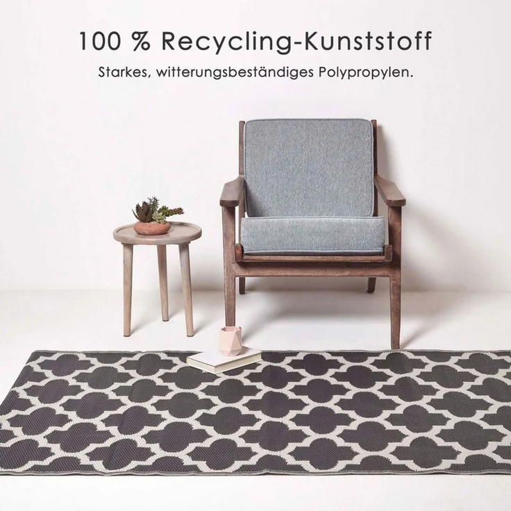 Homescapes Outdoorteppich Outdoor-Teppich Nola aus Polpropylen mit schwarz-weißem, 150 x 240 cm, rechteckig, Höhe: 20 mm – Bild 3