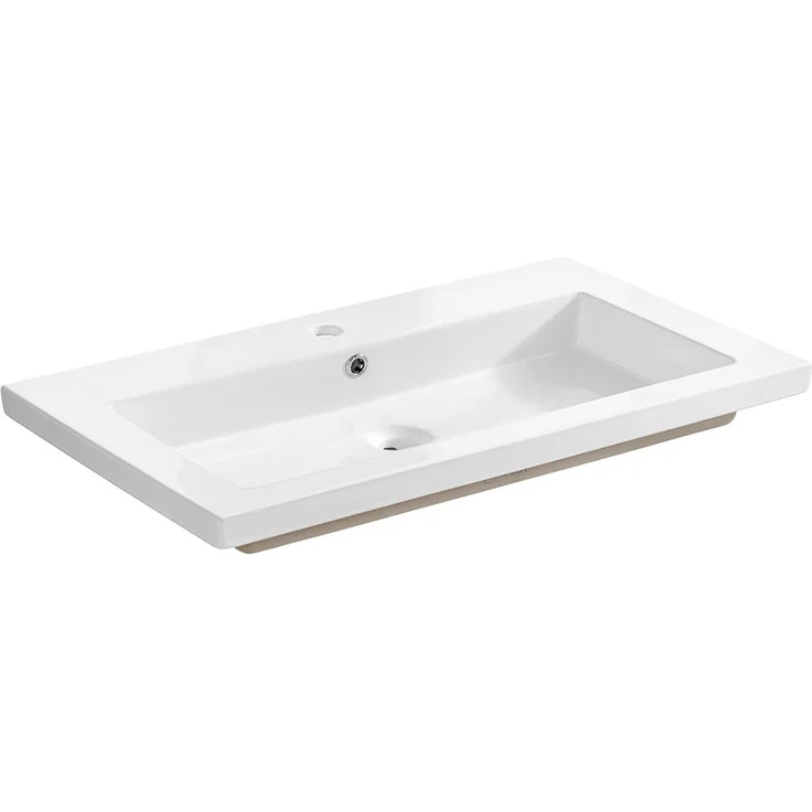 Badezimmermöbel Set mit 80cm Keramik-Waschtisch TOSKANA-56 Hochglanz weiß BxHxT ca. 135/190/46cm – Bild 8