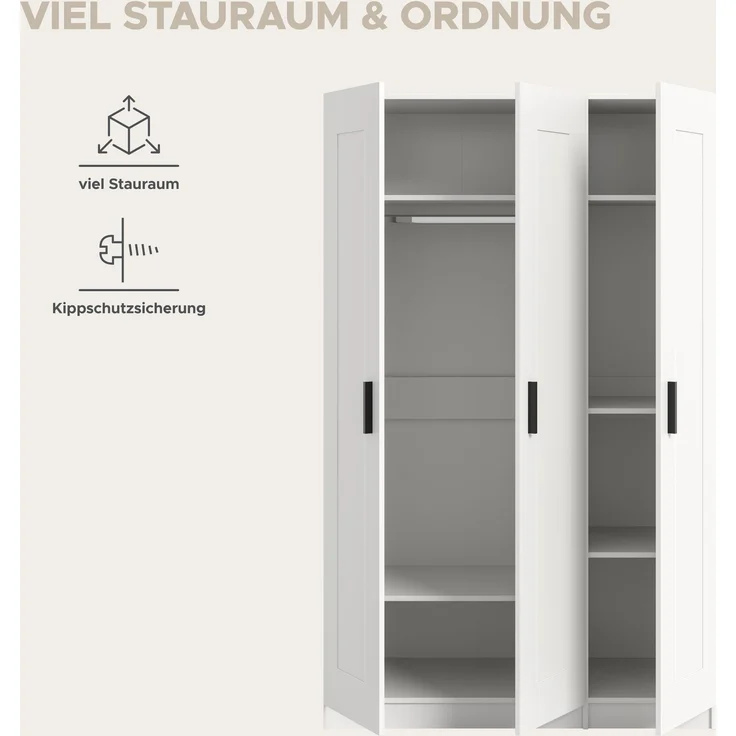 Visby Kleiderschrank 3-türig in weiß – Bild 8
