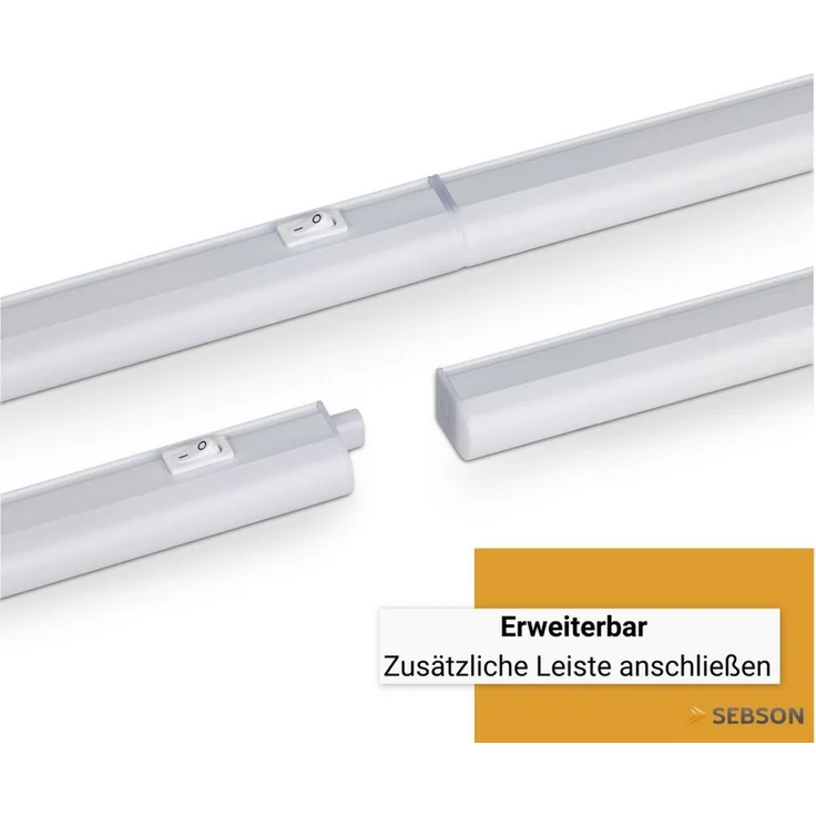 SEBSON Aufbauleuchte LED Unterbauleuchte 60cm neutralweiß, Lichtleiste Stecker & Schalter, Neutralweiß 4000K, Leistung 9W, Helligkeit 1400lm, Betrieb 230V, Maße 570x30x22mm – Bild 3