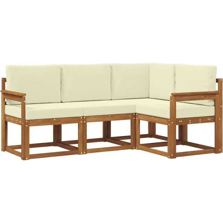 vidaXL Outdoor-Sofagarnitur mit Kissen 4 pcs Natur und Creme 3366313 – Bild 2