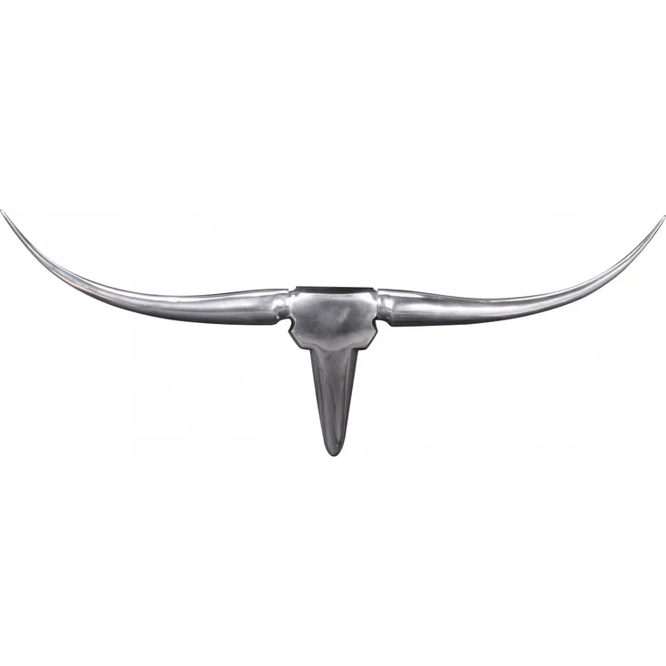 FineBuy Bull Geweih S Wanddekoration 74cm breit Alu Aluminium silber Aluminiumdekoration Wandgeweih Designdekoration – Bild 3