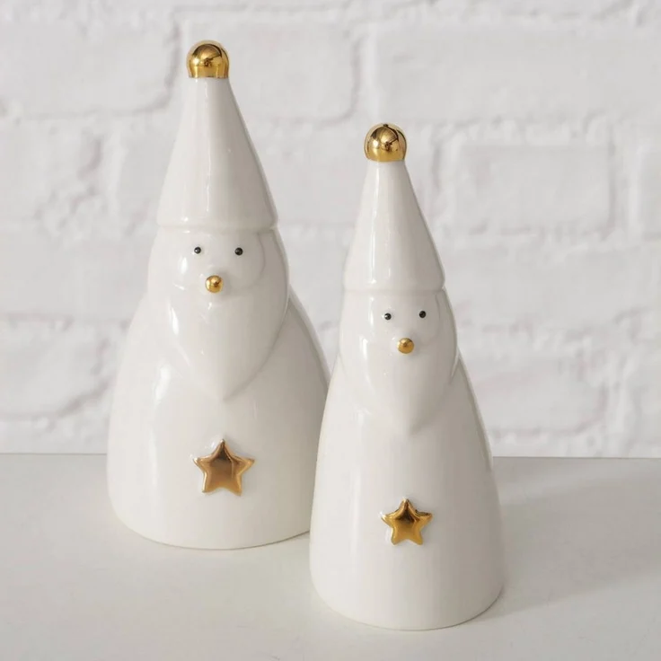BOLTZE GRUPPE Weihnachtsfigur Dekofiguren aus Porzellan, weiße Weihnachtsmänner, 2er-Set (Deko-Objekt, Deko-Objekt), Weihnachtsmänner, 2er-Set – Bild 4