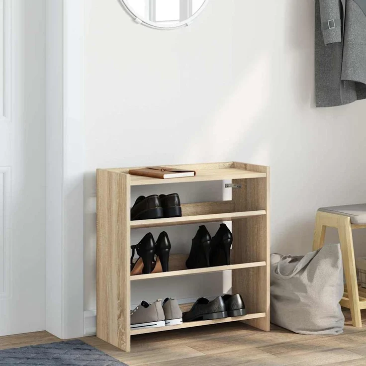 vidaXL Schuhregal Sonoma-Eiche 60x25x62 cm Holzwerkstoff 859889 – Bild 3
