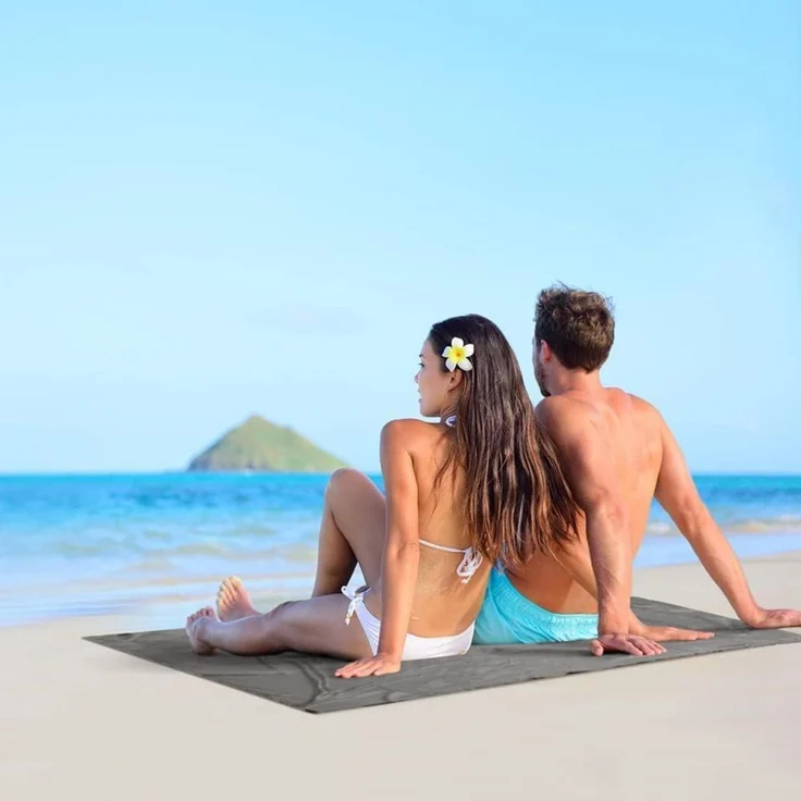 Ultraleichte Picknickdecke Stranddecke Outdoor Camping 140x110cm Grau – Bild 5