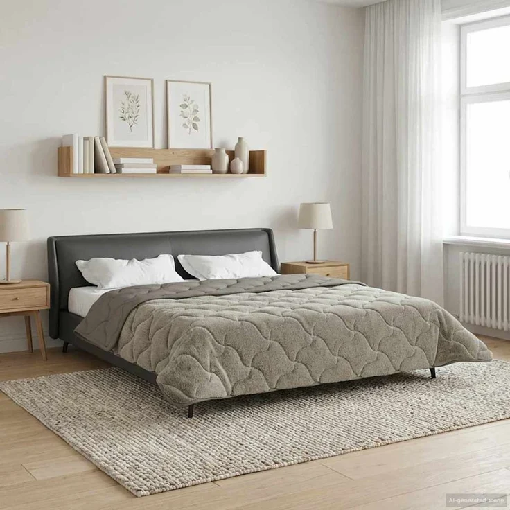 vidaXL Winterbettdecke Gepolstert Hellgrau 220x240 cm 42026322 – Bild 4