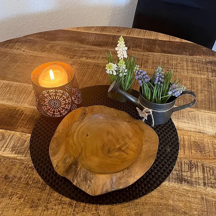 Amagohome Dekoschale Teakholz Schale Ø 25 cm Einzigartiges Naturprodukt aus Wurzelholz – Bild 7