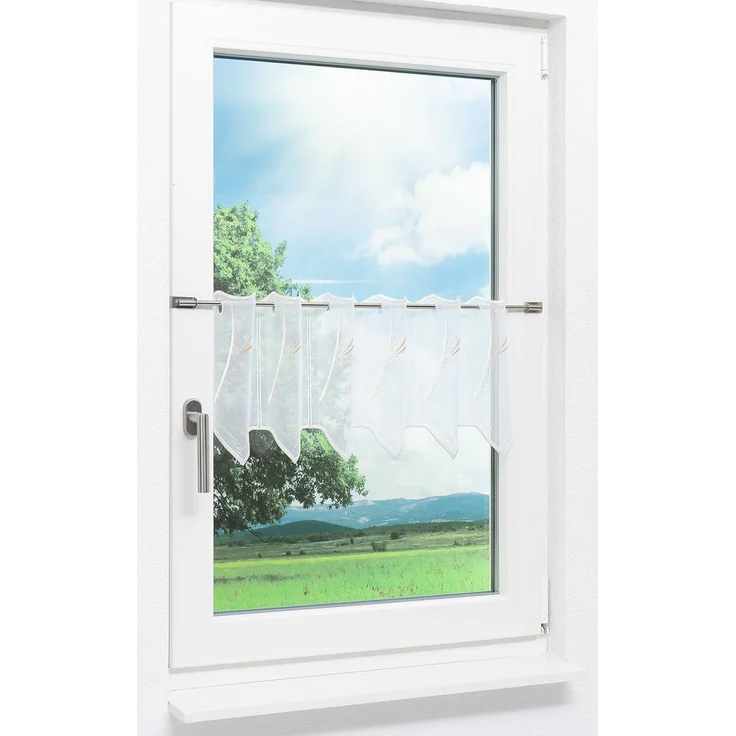 Scheibengardine Plauener Spitze - Strelitzia (Bx H) 98.40cm * 30cm Beige/weiß-beige – Bild 2
