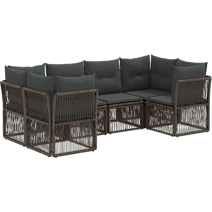 vidaXL Gartensofa-set 6 stk. 6-Sitzer Grau Poly-Rattan 3434333