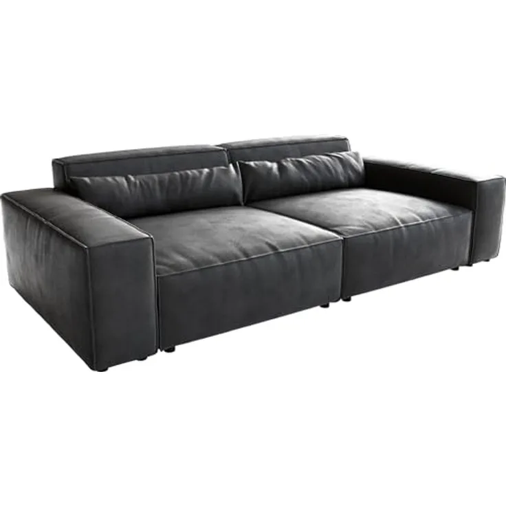 Big-Sofa Sirpio XL 270x130 cm Lederimitat Vintage Anthrazit