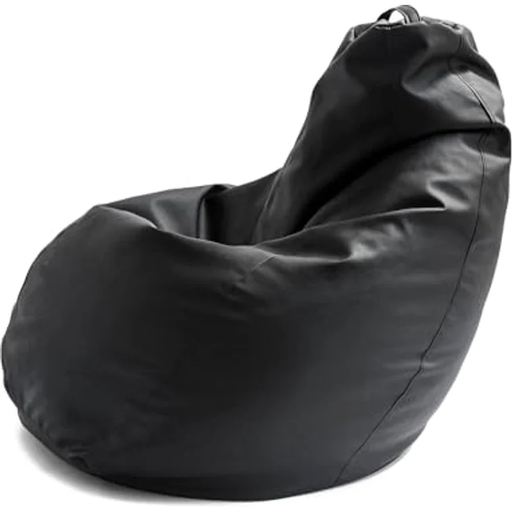 Talamo Italia - Annachiara-Pouf, Sitzsack-Pouf, Sitzsack aus Leder, 100 % Made in Italy, 70 x 70 x 110 cm, Schwarz – Bild 4