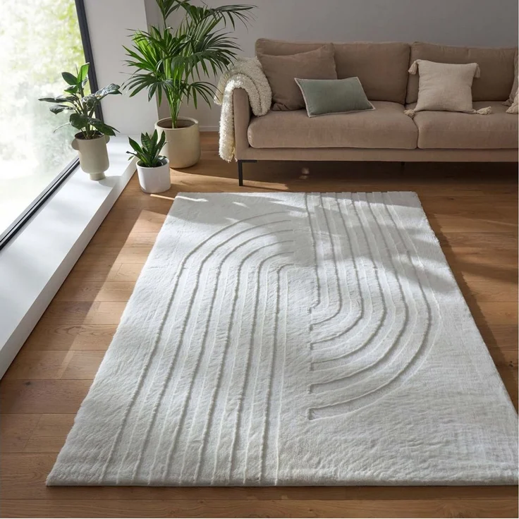 TaraCarpet Langflor-Teppich Tara Carpet Kodiak Twister Hasenfellteppich der Premiumklasse, rechteckig, Höhe: 25 mm, Wohnzimmer, Schlafzimmer, Esszimmer, Jugendzimmer creme 080x150 – Bild 1