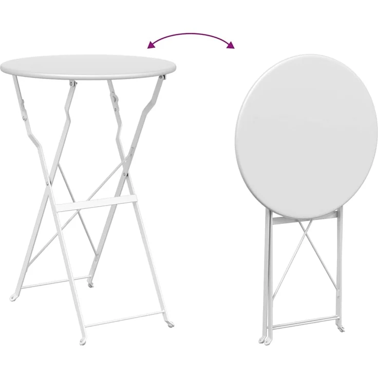 vidaXL Klapp Bistro Set 3 pcs Weiß Stahl 42002968 – Bild 9