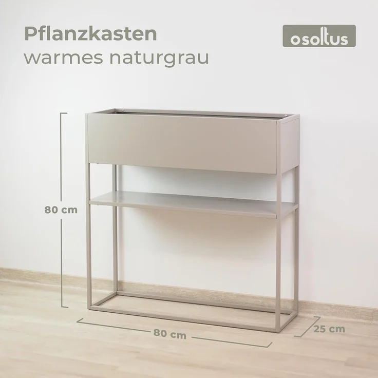 osoltus Pflanzkasten Raumteiler cube Warmgrey Grau Konsole 80 cm – Bild 3